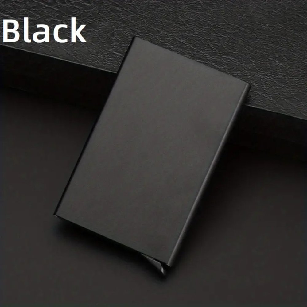 Pop Up Card Holder Slim Aluminum Wallet Black - Picture 5 of 6